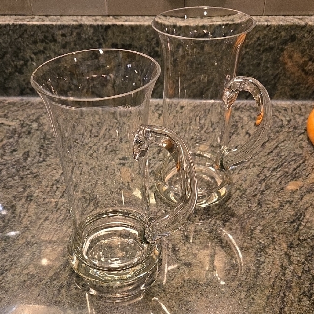 2 Glass Handled Drink Glasses